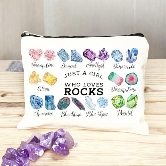 Handbags - Crystal Print Girl Who Loves Rocks Makeup Bag